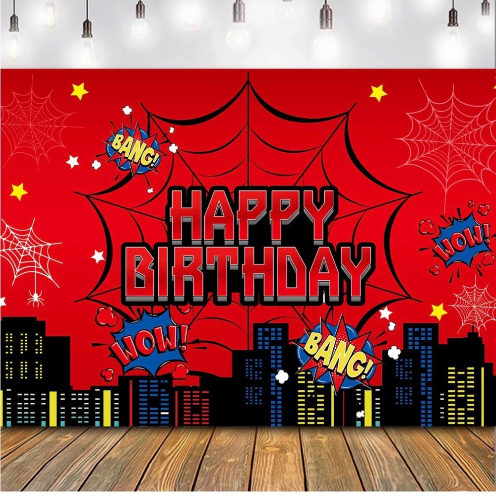 Red Spider Web Backdrop #6 – Superhero Party, Birthday,  Decor
